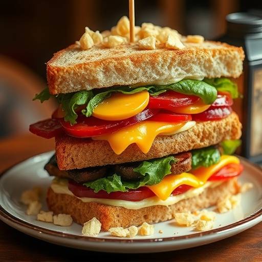 A fully loaded Gatsby sandwich, cut into sections for sharing, overflowing with fillings.